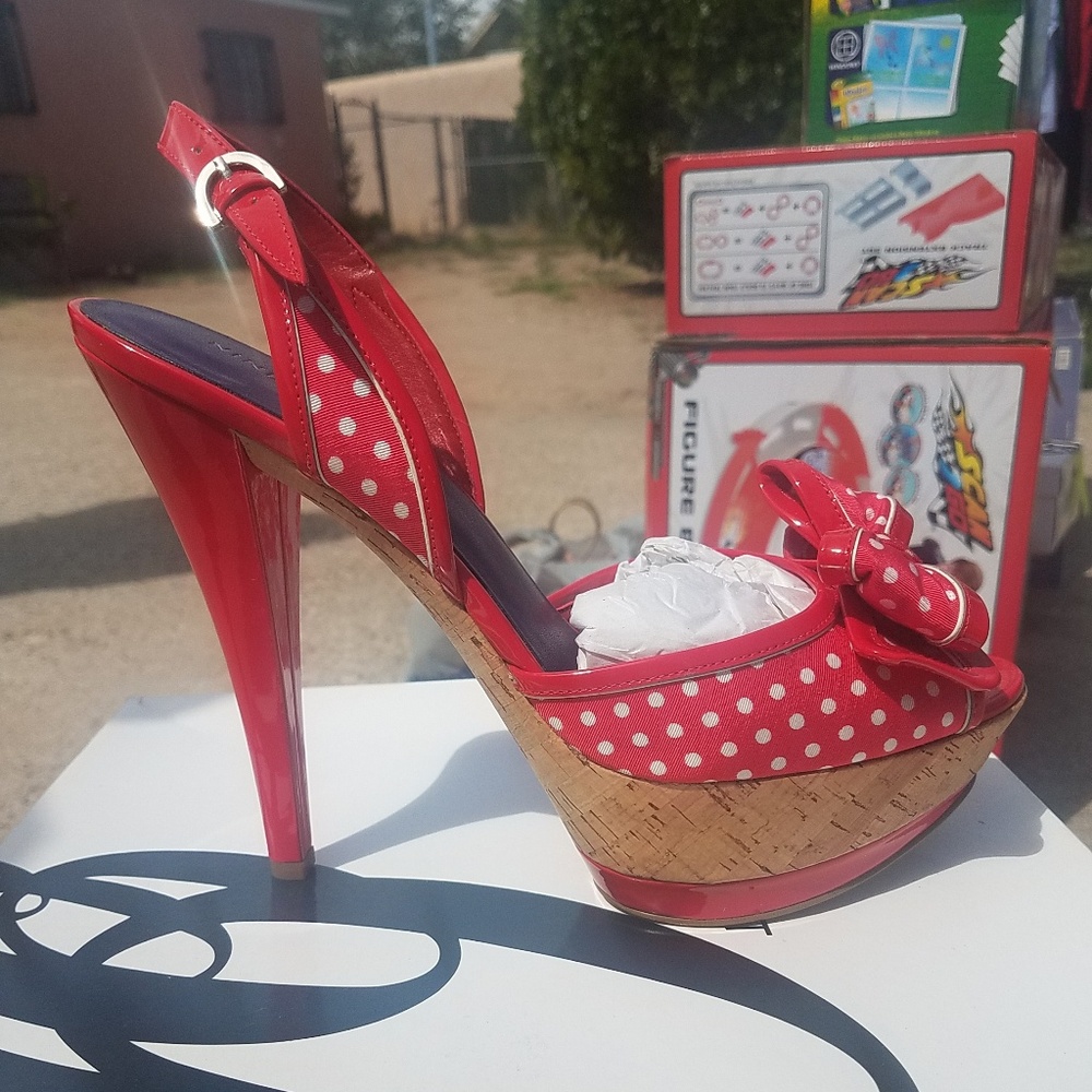 Retro polka dot heels with Corkscrew platform